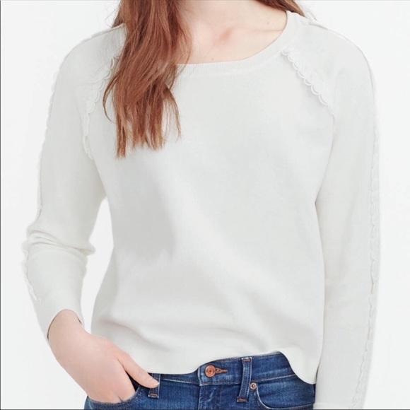 J. Crew Sweaters - J Crew Scalloped Crewneck Sweater Sz Small Cotton